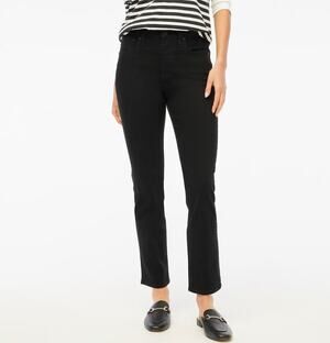 J.Crew Petite Essential Straight All Day Stretch Jeans Womens 26P Black Mid-Rise